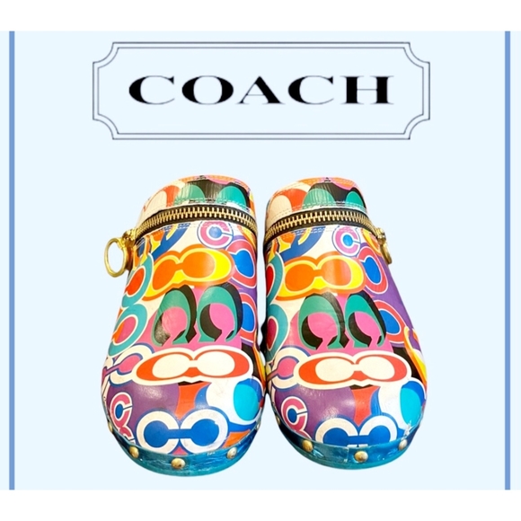 Coach Jess Pop Art Collection Clogs Size 6 - Picture 3 of 5
